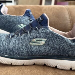 Skechers Navy and White Knit Shoes